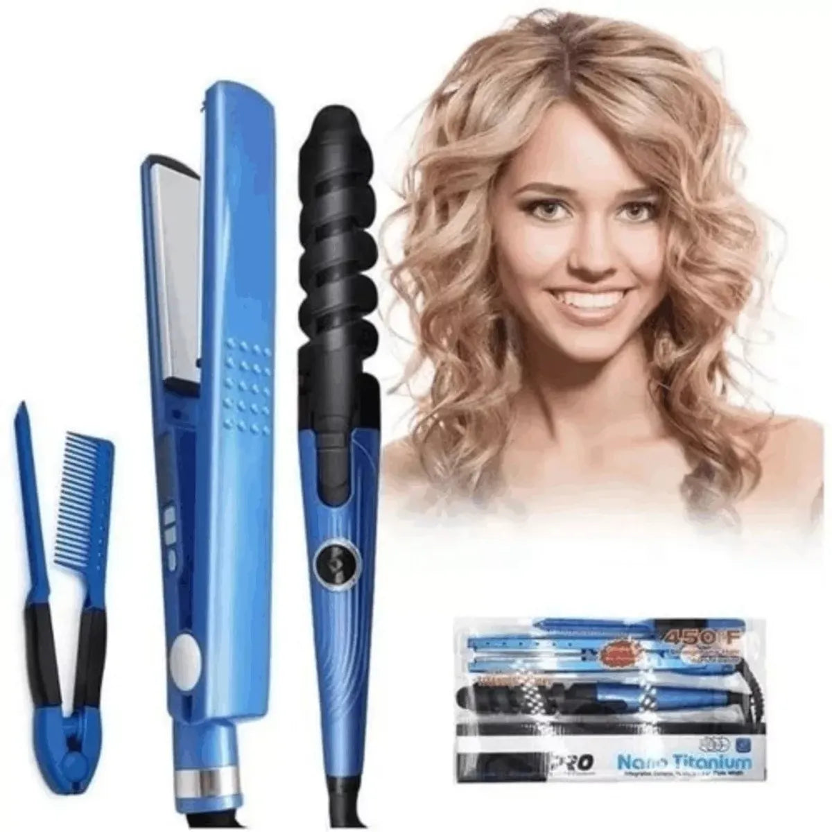 🎁Super combo Nano Titanium - Peina, plancha y riza